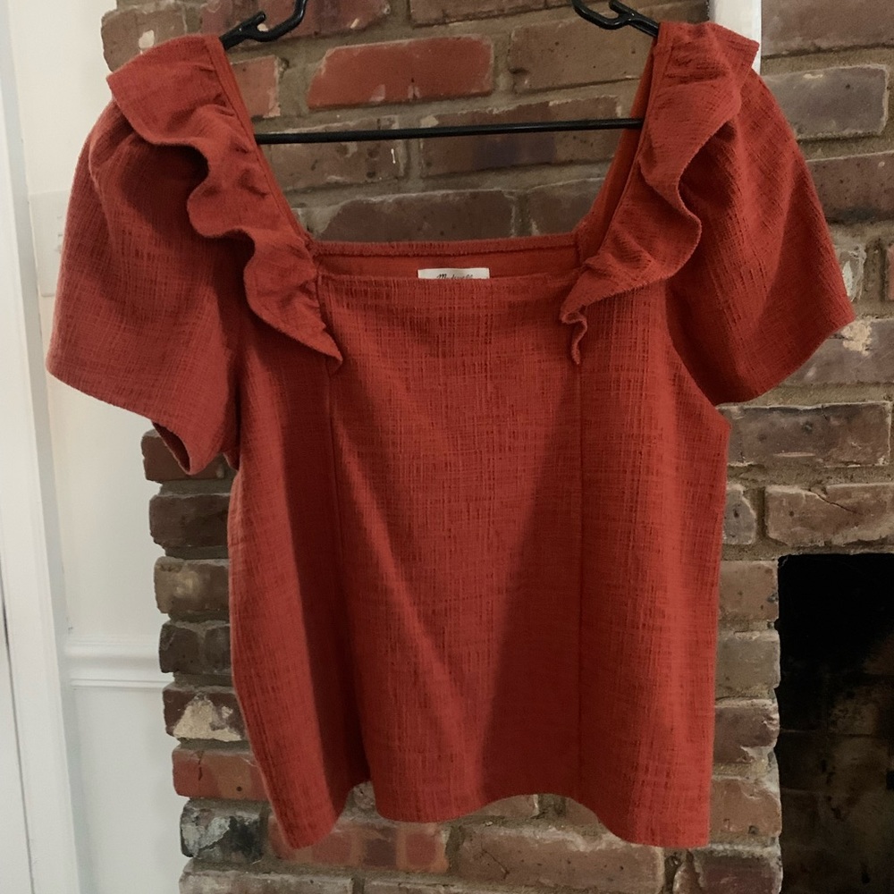 Madewell Red Flutter Sleeve Top Size M